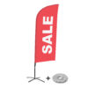 Beachflag Alu Wind 310 komplett szett, Sale, piros, angol, kereszttalppal