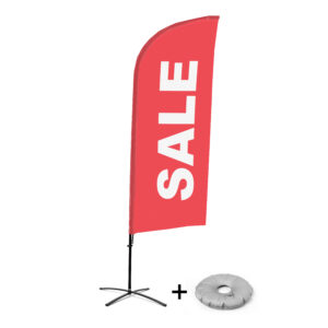 Beachflag Alu Wind 310 komplett szett, Sale, piros, angol, kereszttalppal