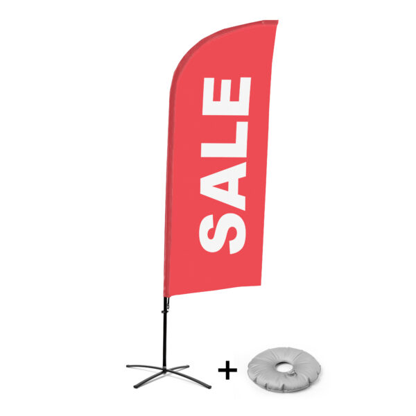 Beachflag Alu Wind 310 komplett szett, Sale, piros, angol, kereszttalppal