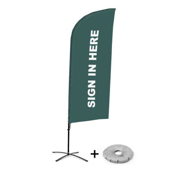 Beachflag Alu Wind 310 komplett szett, Bejelentkezés itt, szürke, angol, kereszttalppal