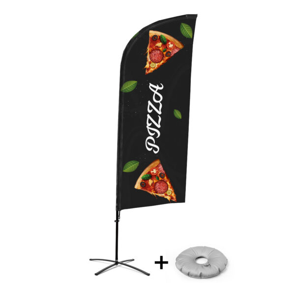 Beachflag Alu Wind 310 komplett szett, Pizza, kereszttalppal