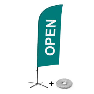 Beachflag Alu Wind 310 komplett szett, Nyitva, zöld, angol, kereszttalppal