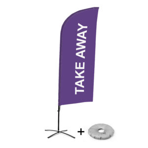 Beachflag Alu Wind 310 komplett szett, Take Away, lila, kereszttalppal
