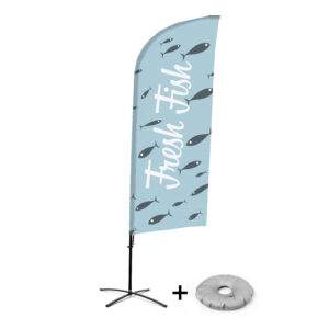 Beachflag Alu Wind 310 komplett szett, Friss hal, angol, kereszttalppal