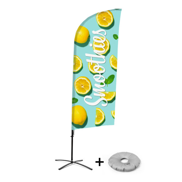 Beach Flag Alu Wind Complete Set Smoothies Lemon Cross Base