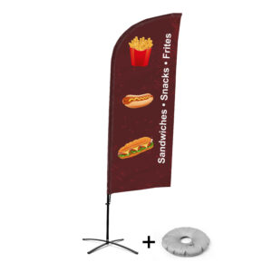 Beachflag Alu Wind 310 komplett szett, Snack, angol, kereszttalppal