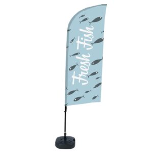 Beachflag Alu Wind 310 komplett szett, Friss hal, angol