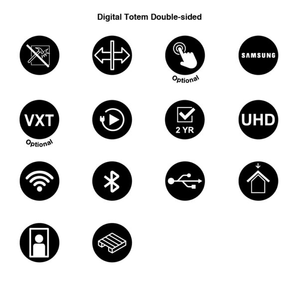 Kétoldalas digitális totem 65" Samsung kijelzővel és érintőfóliával