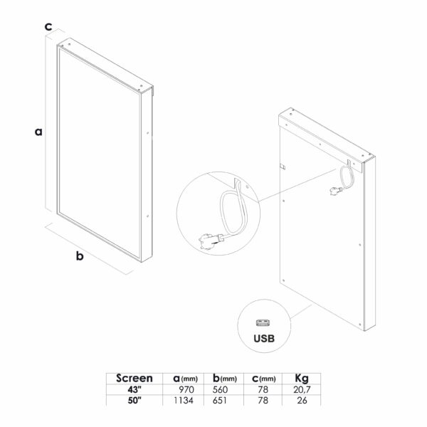Digitales Panel 43" Wand und Decke Mit 43" Samsung-Bildschirm Weiß Smart Line Digital Panel White With 43" Samsung Screen