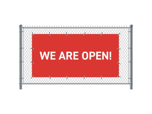 Fence Banner 200 x 100 cm Open English Red