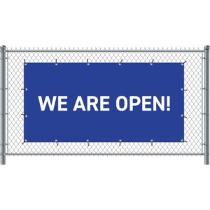 Zaun-Banner 200 x 100 cm Geöffnet Englisch Blau