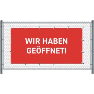 Zaun-Banner 200 x 100 cm Geöffnet Deutsch Rot