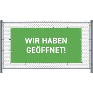 Zaun-Banner 200 x 100 cm Geöffnet Deutsch Grün
