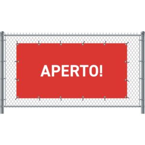 Zaun-Banner 200 x 100 cm Geöffnet Italienisch Rot