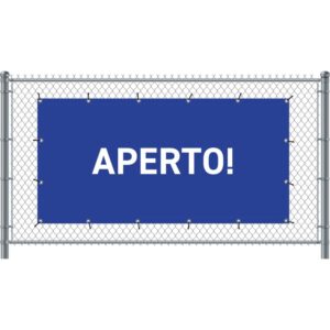 Zaun-Banner 200 x 100 cm Geöffnet Italienisch Blau