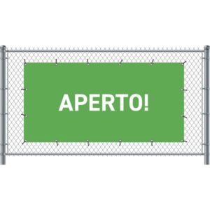 Zaun-Banner 200 x 100 cm Geöffnet Italienisch Grün