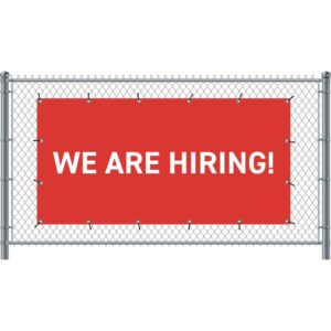 Fence Banner 200 x 100 cm Hiring English Red