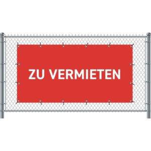Zaun-Banner 200 x 100 cm Zu Vermieten Deutsch Rot