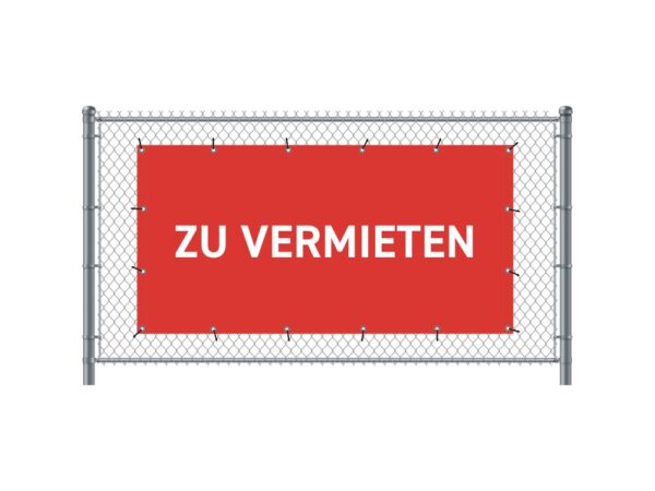 Zaun-Banner 200 x 100 cm Zu Vermieten Deutsch Rot