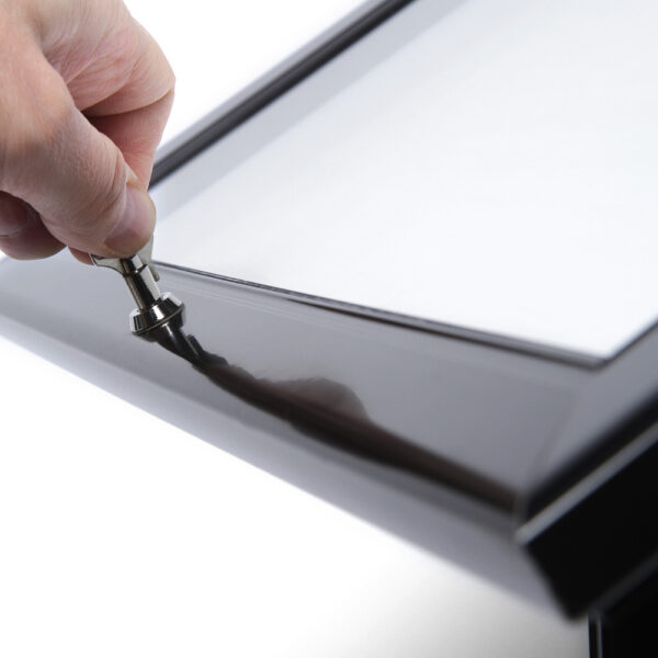 Black Lockable Menu Stand LED Illuminated 2x A4