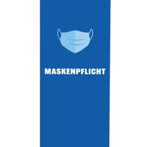 Roll-up Budget 85 komplett szett, Kötelező maszkviselés, kék, német