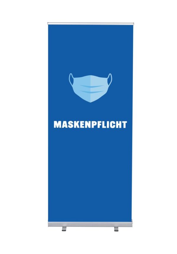 Roll-up Budget 85 komplett szett, Kötelező maszkviselés, kék, német