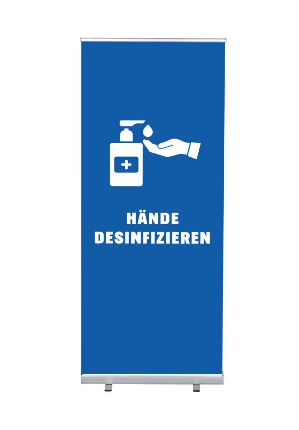 Roll-up Budget 85 komplett szett, Kézfertőtlenítés, kék, német