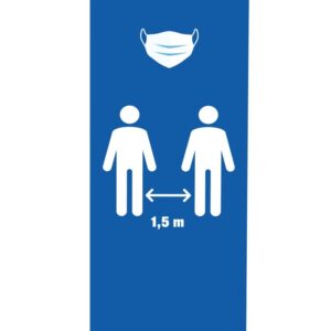 Roll-up Budget 85 komplett szett, Maszk és 1,5 méter távolság, kék