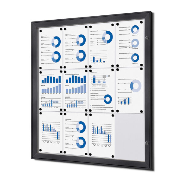 Indoor Lockable Showcase Silver 12x A4 RAL7016