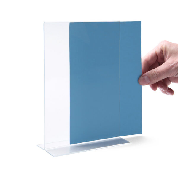 Acrylaufsteller in T-Form DIN A6 hoch