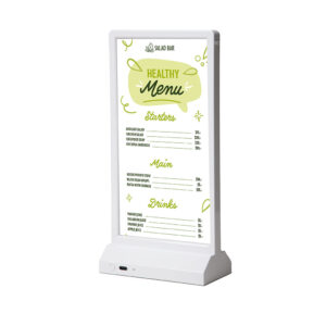 LED T Aufsteller - A4 1/3 Hochformat Weiß