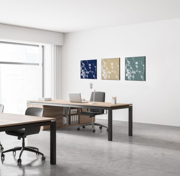 Poster,On,Modern,Office,Interior,Wall,Mock,Up.,Conference,Table. Spannstoff Wanddekoration SET 40 x 40 Japanische Kirschblüte Beige
