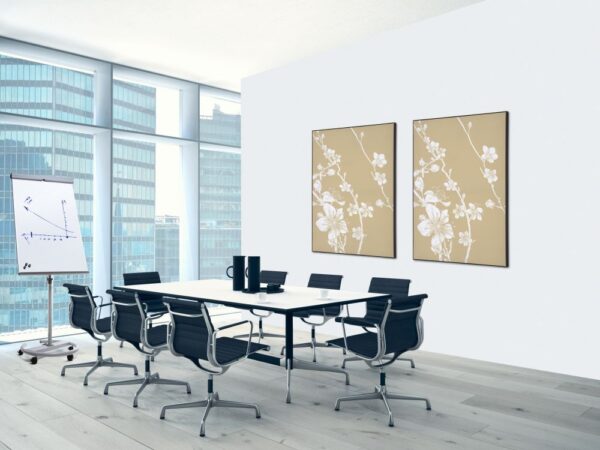 Spannstoff Wanddekoration SET 40 x 40 Japanische Kirschblüte Beige Spannstoff Wanddekoration SET 40 x 40 Japanische Kirschblüte Beige