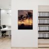 Modern,Office Spannstoff Wanddekoration SET 40 x 40 Palmen Sonnenuntergang