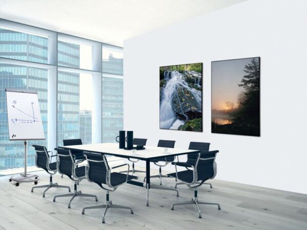 Spannstoff Wanddekoration SET 40 x 40 Wald Sonnenaufgang