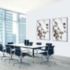 Conference,Room,Interior,With,A,Concret,Wall.,3d,Rendering Spannstoff Wanddekoration SET 40 x 40 Japanische Kirschblüte Dunkelbraun