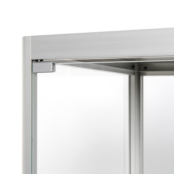 Glasvitrine 800x2000x400 silber vorne verriegeln