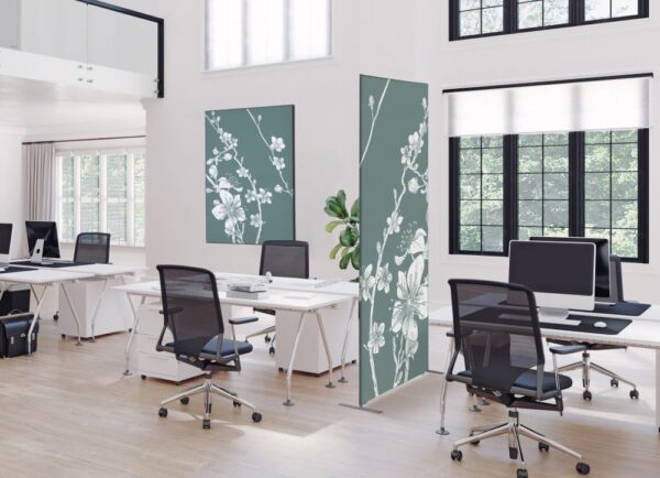 Textil Raumteiler Deko 85-200 Abstrakte Japanische Kirschblüte Grün