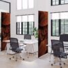 Textil térelválasztó Deco 85-200 ECO, kétoldalas, botanikus levél minta, piros/rozsda (I19)