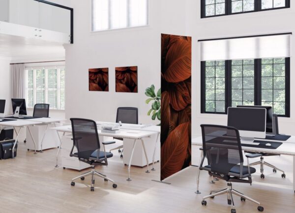 Textile Room Divider Deco 85-200 Double Botanical Red/Rust Leaves