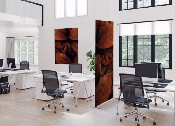 Textile Room Divider Deco 85-200 Double Botanical Red/Rust Leaves
