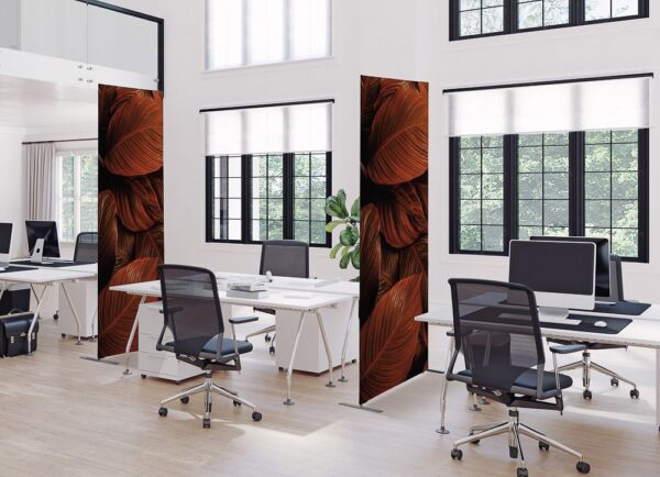 Textile Room Divider Deco 85-200 Double Botanical Red/Rust Leaves