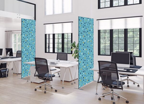 ZBSLIM085-200-DSI1ECO_2.jpg Textil térelválasztó Deco 85-200 ECO, kétoldalas, pötty minta, kék (I1)