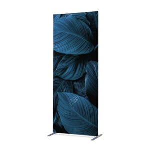 Textil Raumteiler Deko 85-200 Doppel Botanische Blätter Blau ECO
