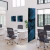 Textil Raumteiler Deko 85-200 Doppel Botanische Blätter Blau ECO