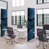 Textil Raumteiler Deko 85-200 Doppel Botanische Blätter Blau ECO