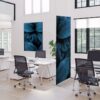 Textil térelválasztó Deco 85-200, kétoldalas, botanikus levél minta, kék (I20)