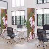 Textil térelválasztó Deco 85-200 ECO, kétoldalas, rózsaszín Erica virág minta (I5)